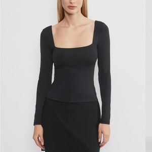 NWT Aritzia Contour Squareneck Longsleeve in Coal Grey size S